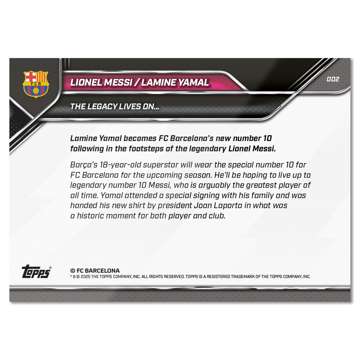 Lamine Yamal - 2025 FC Barcelona Topps NOW - Card 2 - LOOK FOR DUAL AUTO - PR: 76476 - Image 8