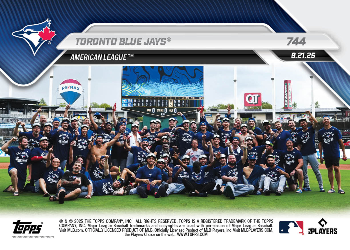 Alternative view of Toronto Blue Jays - 2025 MLB Topps NOW - Card 744 - PR: 457