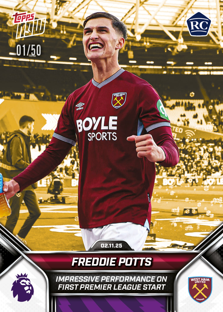 Freddie Potts - 2025-26 Premier League Topps NOW - Card 50 - PR: 1025 - Image 6