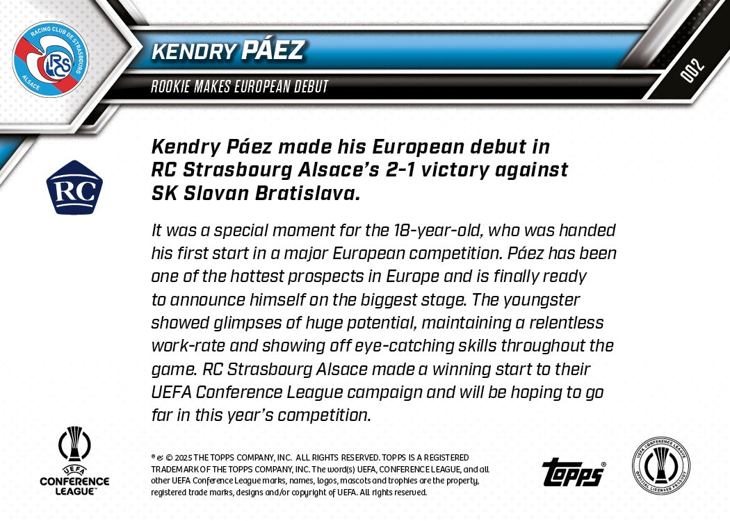 Kendry Páez - 2025-26 UECL Topps NOW - Card 2 - PR: 862 - Image 7