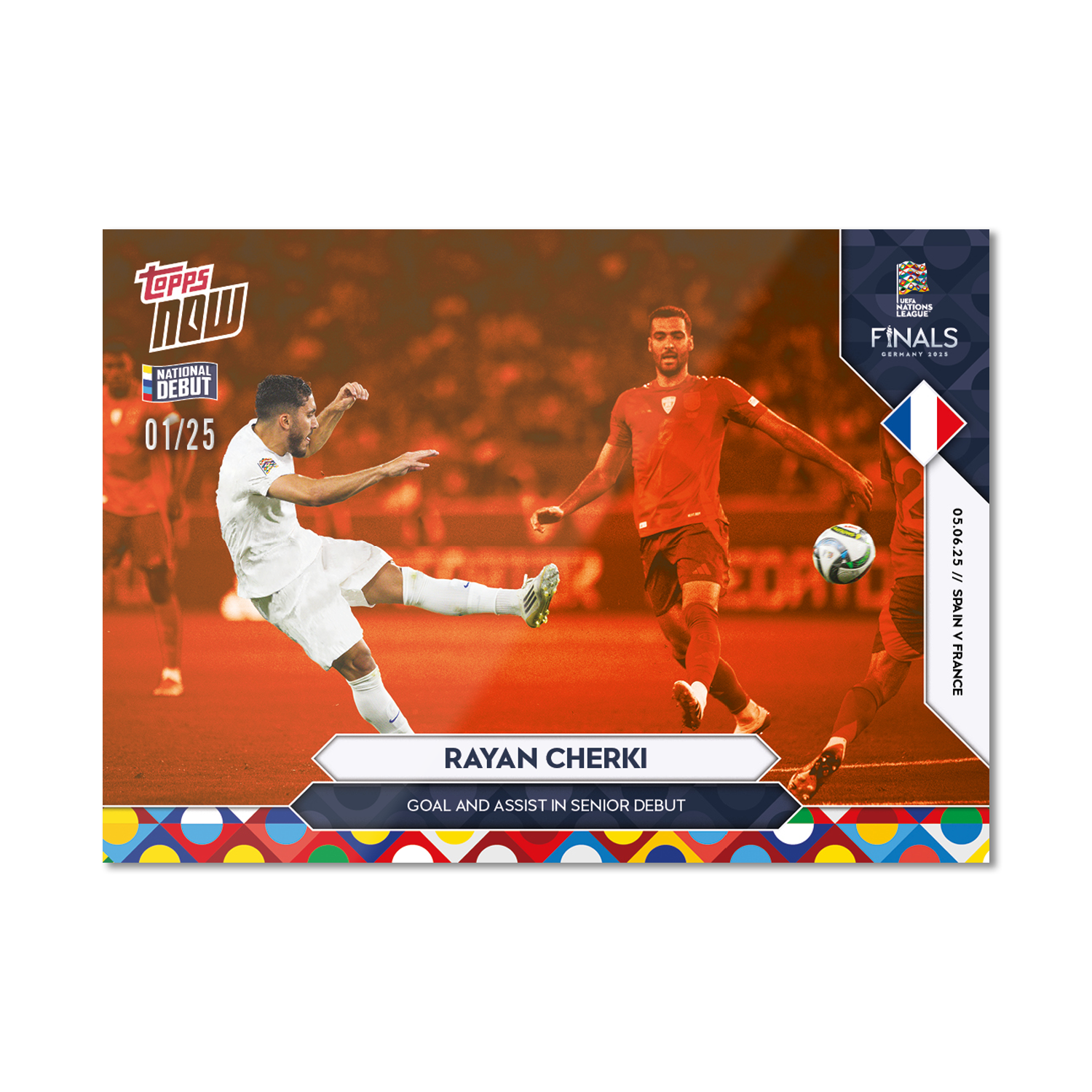 Rayan Cherki - 2025 UEFA Nations League Topps NOW - Card 3 - PR: 324 - Image 5